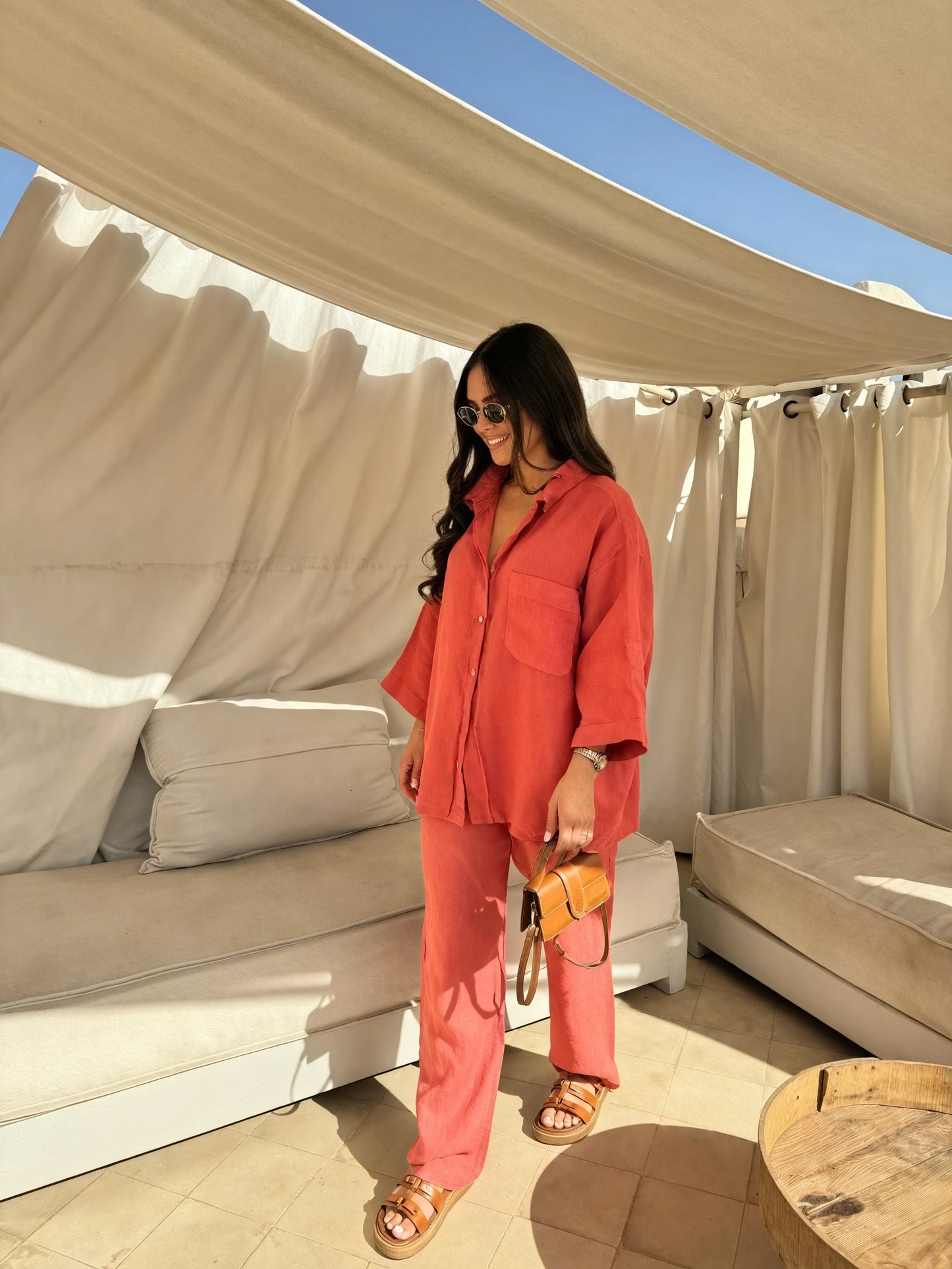 Ensemble Deux Pièces Femme – Chemise Boutonnée & Pantalon Ample Lin, Coupe Décontractée, Plusieurs Couleurs-82126-86dcf713-bbfc-4060-97c8-345b3baadf04