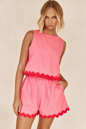 Top et Short Femme Ensemble Deux Pièces Scallopé-Shorts-Marais Paris-Rose-S-Marais Paris