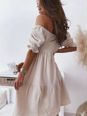 Robe Femme Bohème Épaules Dénudées - Coupe A-Line, Texturée-Dresses-Marais Paris-Marais Paris