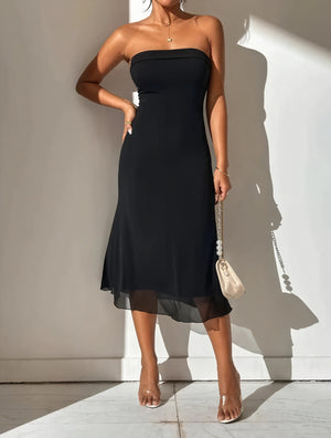 Robe Midi Tube Sophistiquée - Coupe Ajustée, Voile Délicat-Dresses-Marais Paris-Marais Paris