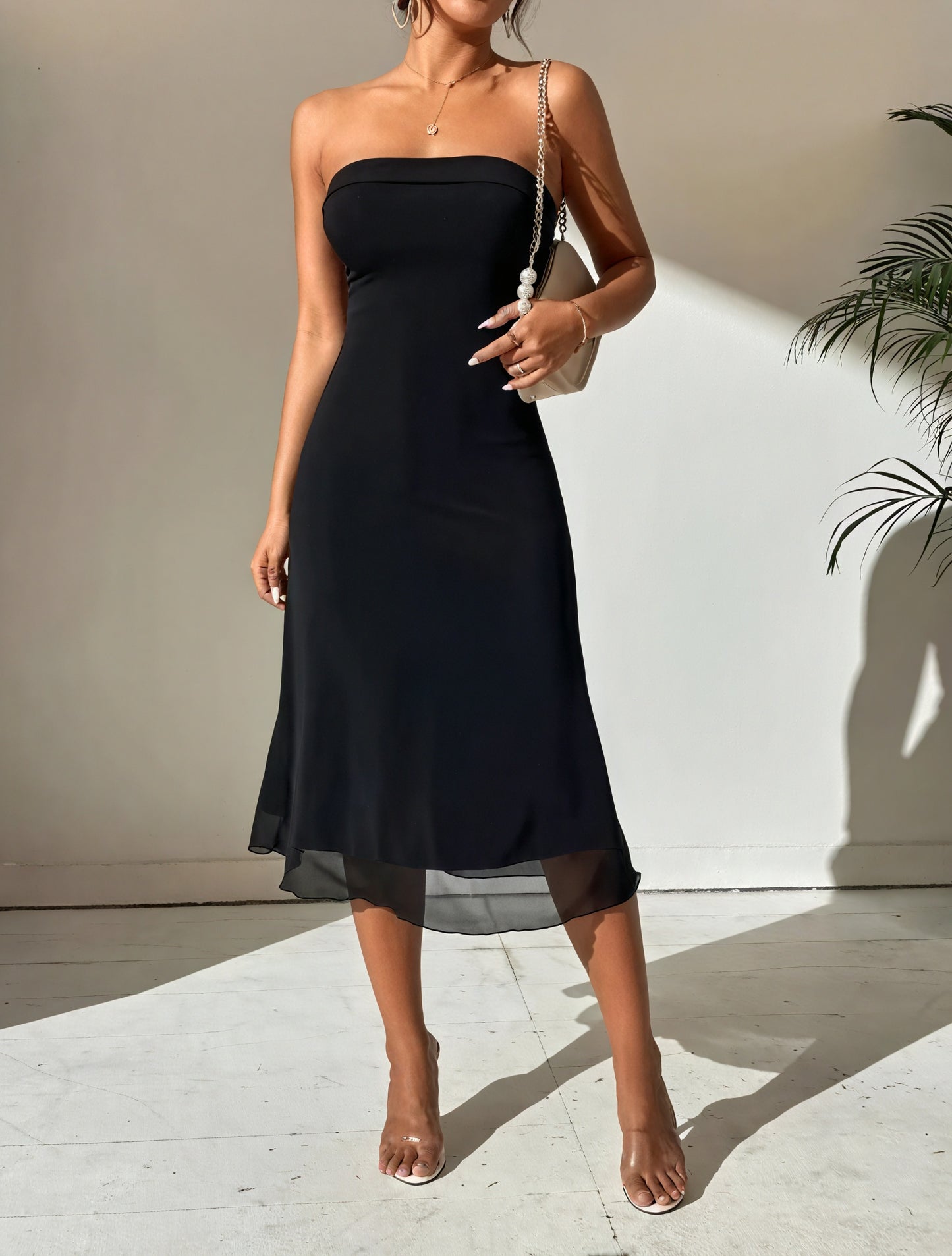 Robe Midi Tube Sophistiquée - Coupe Ajustée, Voile Délicat-Dresses-Marais Paris-Marais Paris