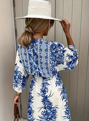 Robe Maxi Florale Bohème - Coupe Fluide, Manches Kimono, Ceinture-Dresses-Marais Paris-Marais Paris
