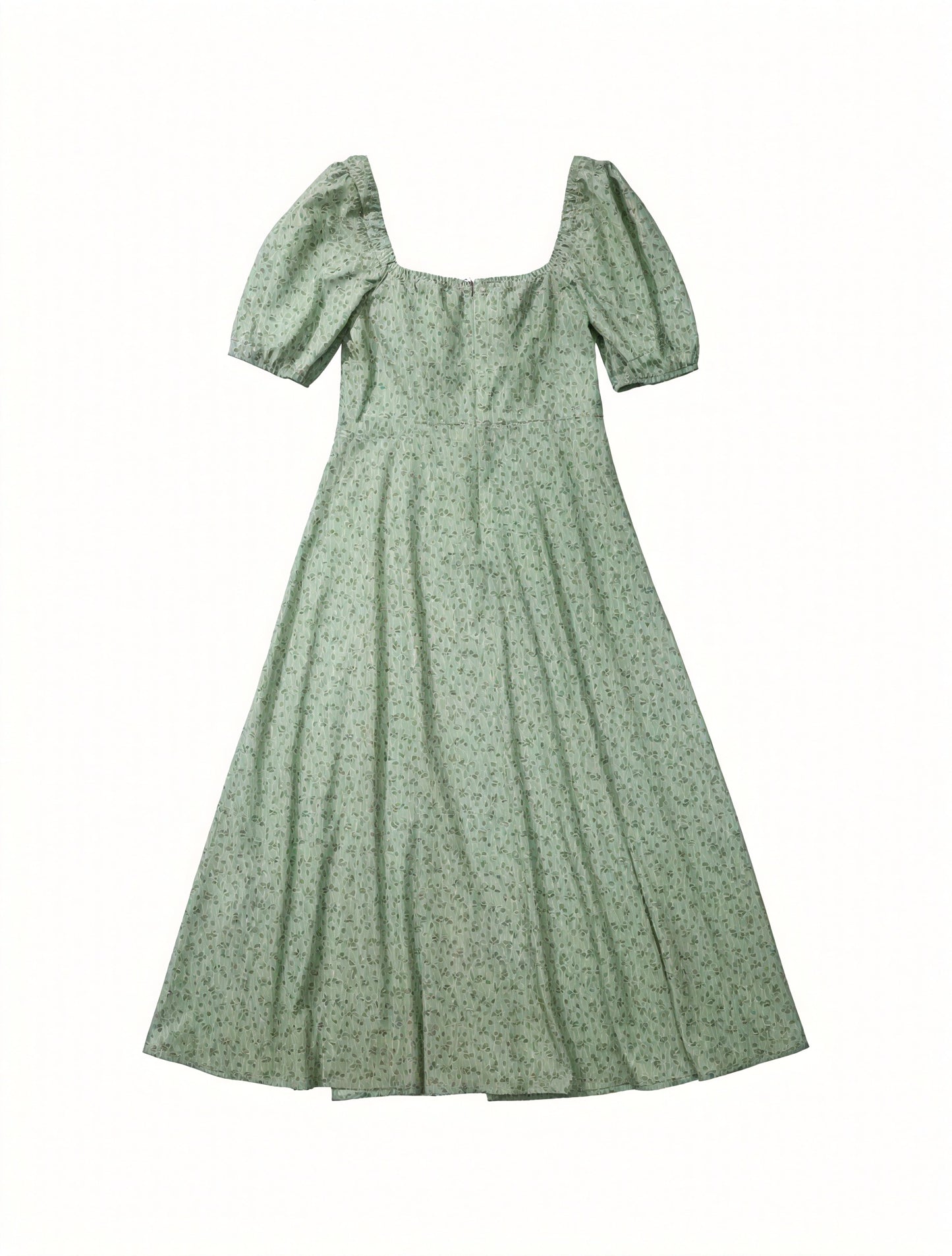 Robe Fleurie Femme Col Carré Manches Bouffantes Fente Haute Nœud Poitrine Romantique Été-82654-85f64563-978f-45b2-b745-f2f50c12684e