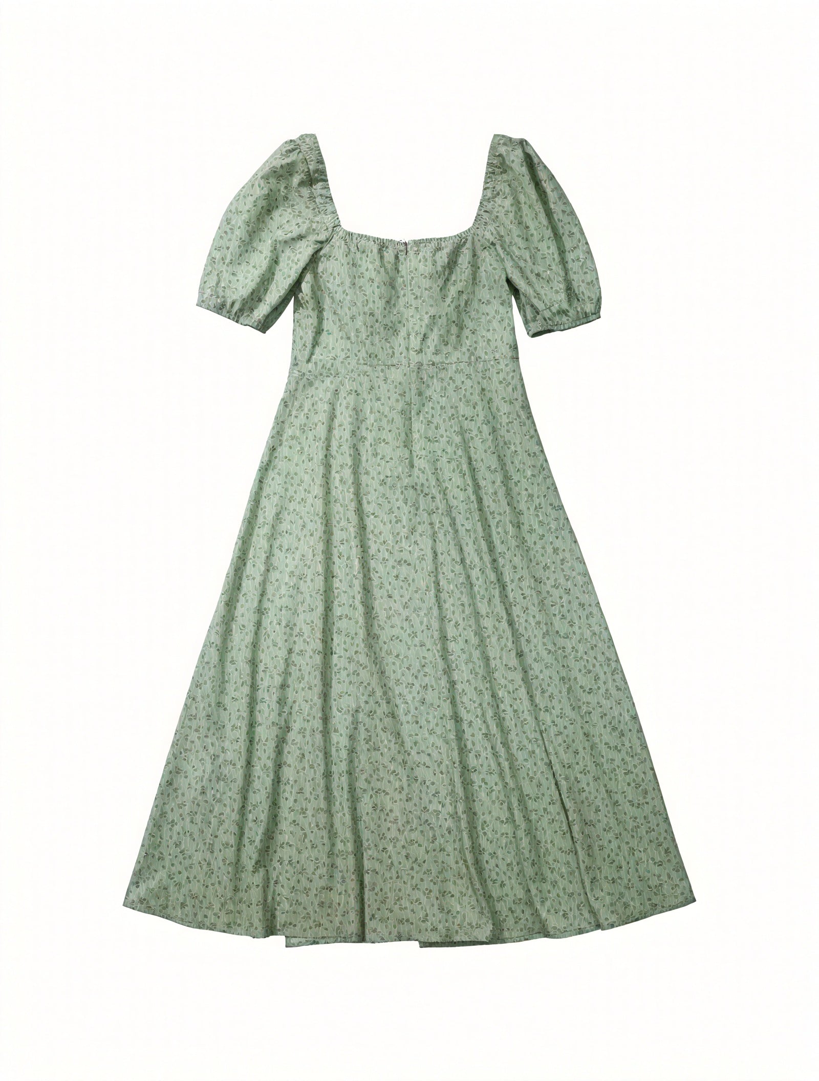Robe Fleurie Femme Col Carré Manches Bouffantes Fente Haute Nœud Poitrine Romantique Été-82654-85f64563-978f-45b2-b745-f2f50c12684e