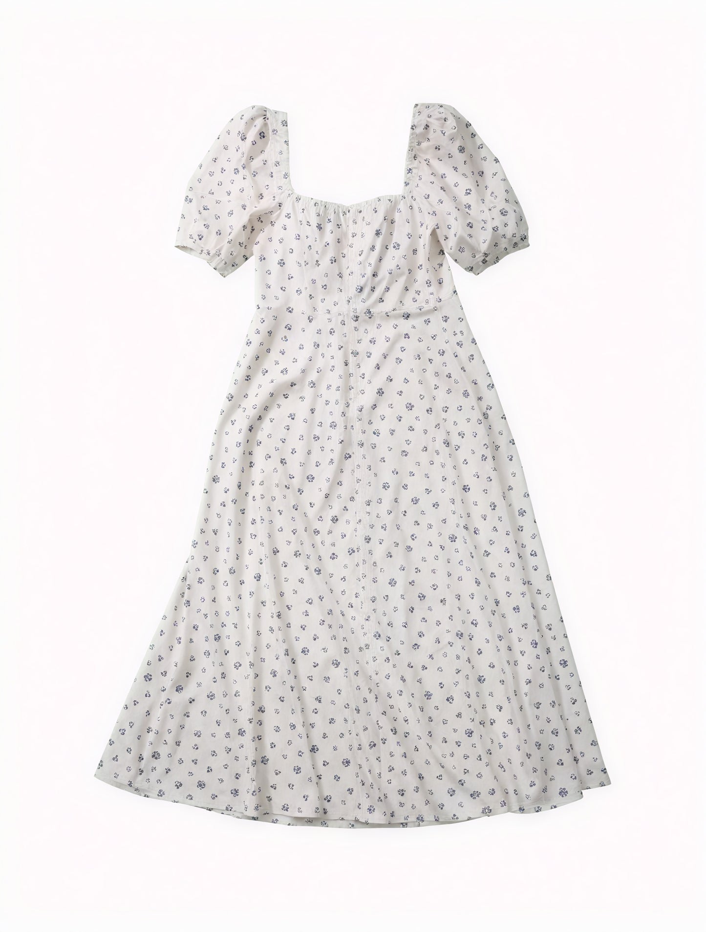 Robe Fleurie Femme Col Carré Manches Bouffantes Fente Haute Nœud Poitrine Romantique Été-82654-1456d53f-1c32-426c-bcd8-7783bdd1738e
