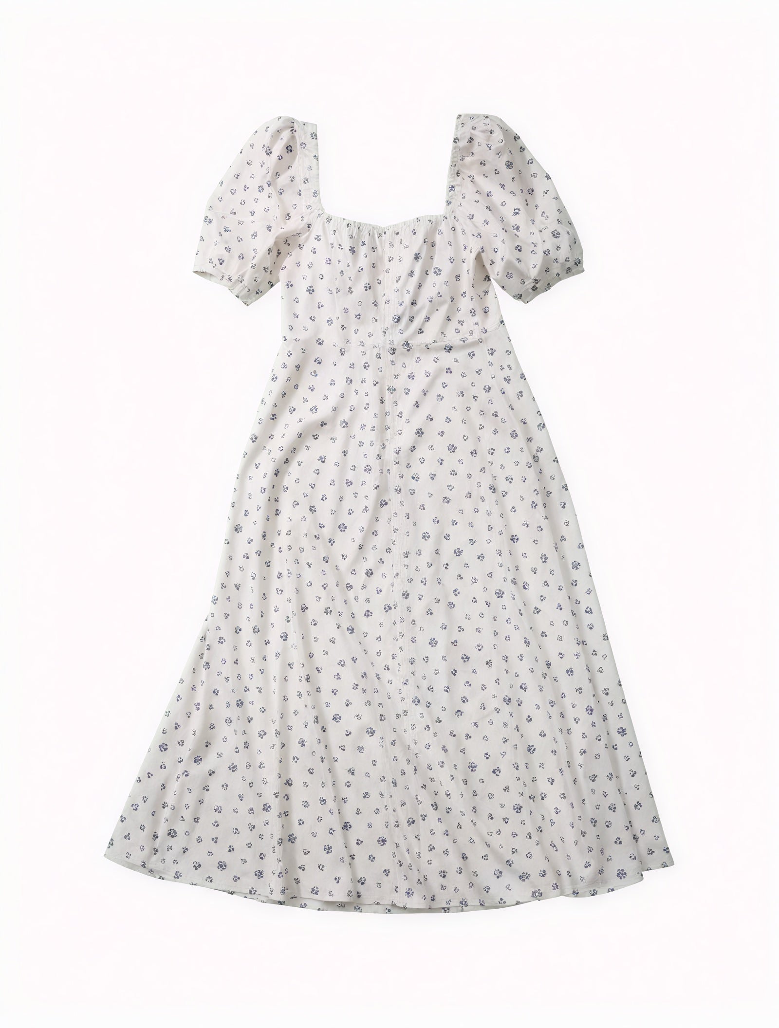 Robe Fleurie Femme Col Carré Manches Bouffantes Fente Haute Nœud Poitrine Romantique Été-82654-1456d53f-1c32-426c-bcd8-7783bdd1738e