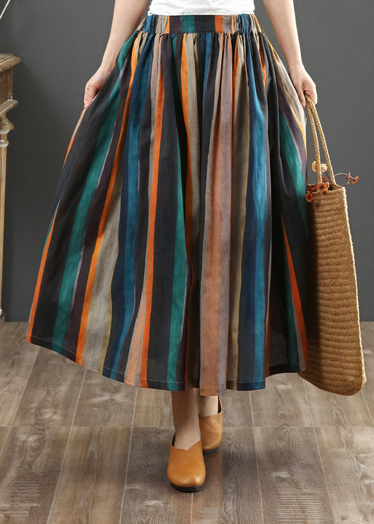 Jupe Fluide Rayures Verticales Taille Élastique Coupe en A-Marais Paris-Marais Paris
