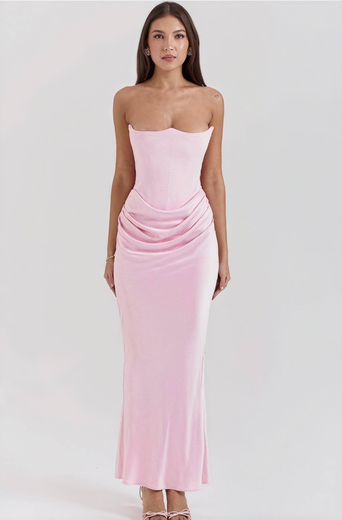 Robe de Soirée Élégante Coupe Ajustée Longue-Marais Paris-Rose-S-Marais Paris