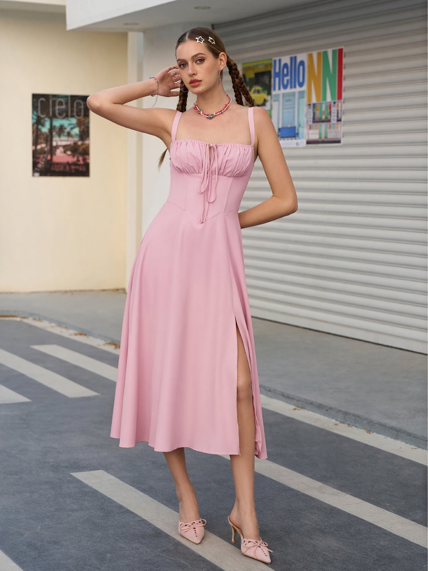 Robe Midi Fluide Détails Féminins Coupe Confortable-Marais Paris-Marais Paris