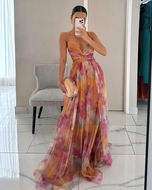 Robe Longue Imprimée Fluide Élégante Soirée Gala-Marais Paris-Marais Paris