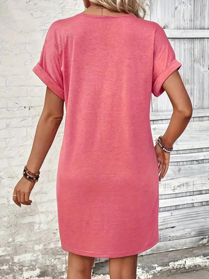 Robe Décontractée Coupe Trapèze Manches Courtes Encolure en V-Marais Paris-Marais Paris