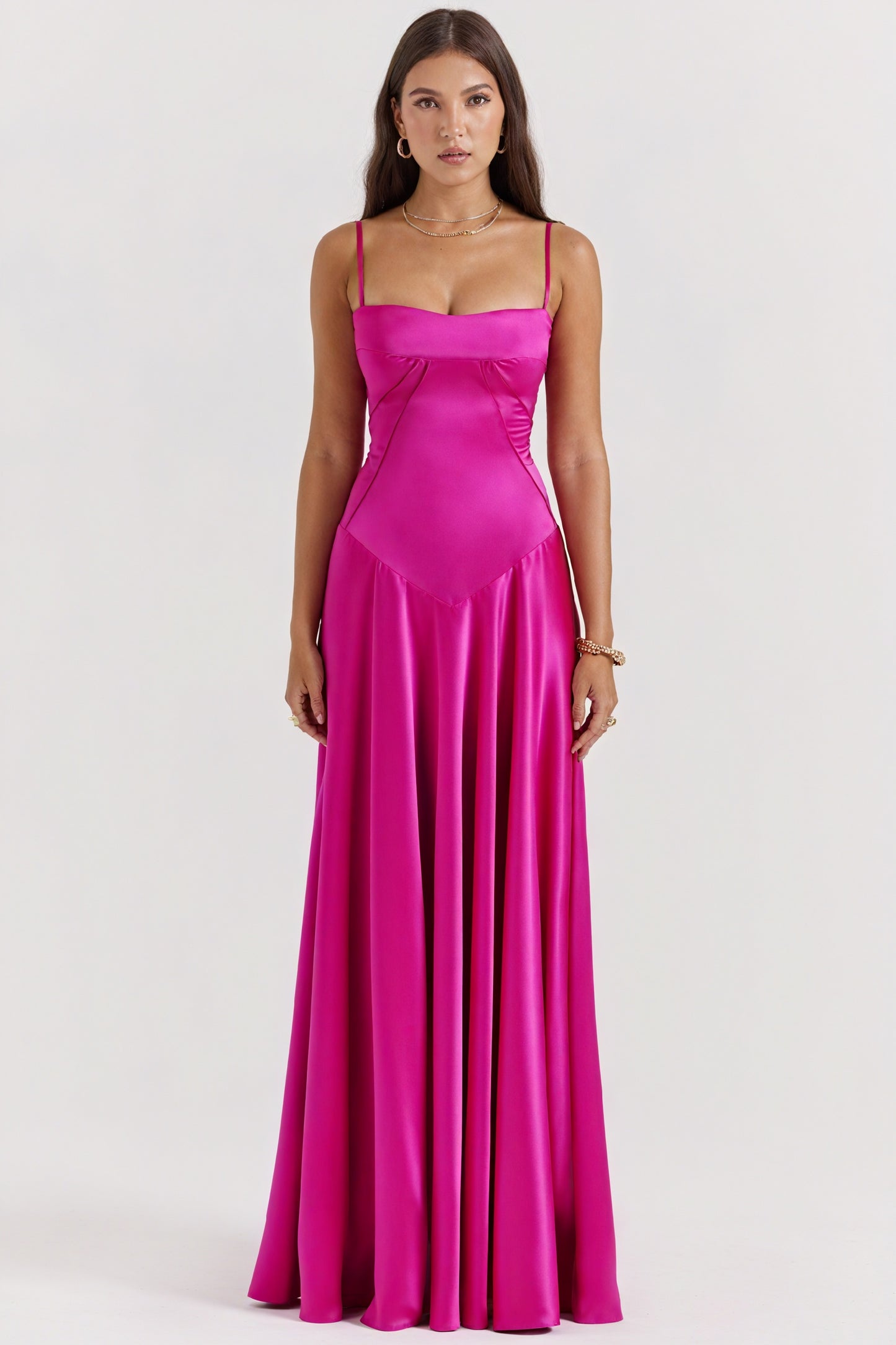 Robe Longue Élégante – Silhouette Fluide, Design Raffiné, Soirée & Cérémonie-Marais Paris-Rouge Rose-S-Marais Paris