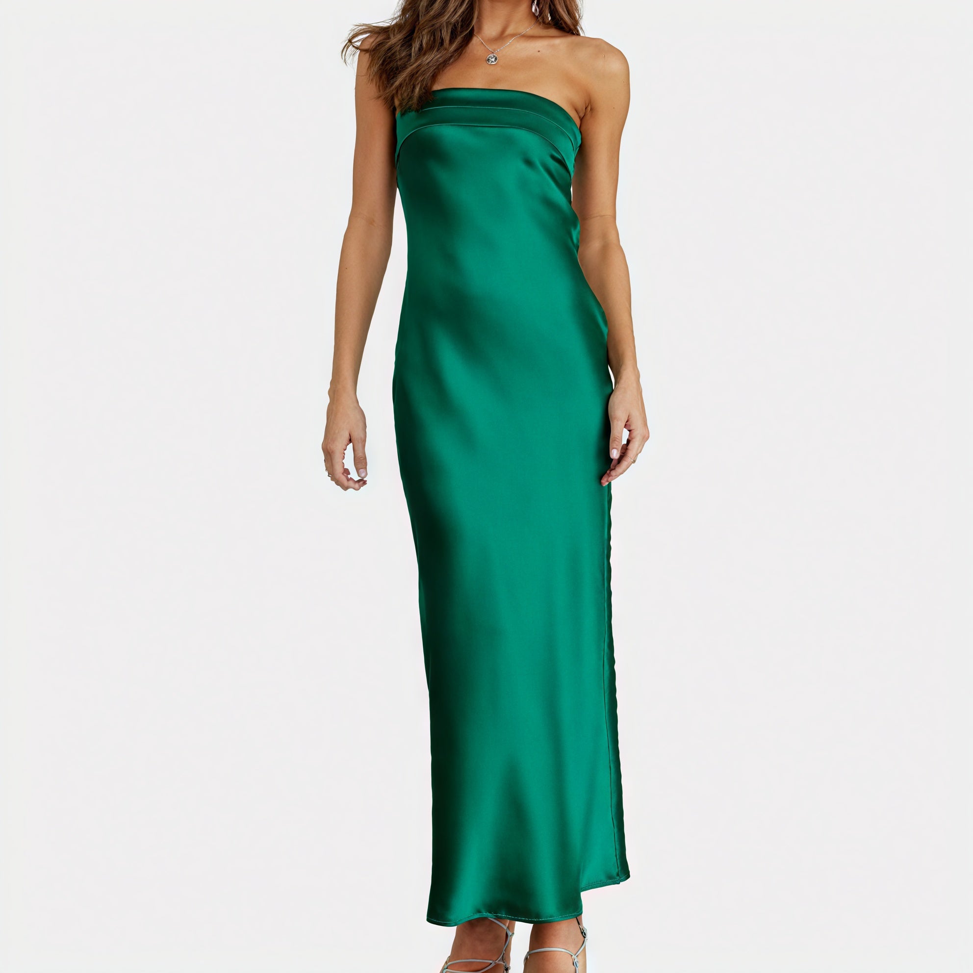 Robe Longue Sans Bretelles – Élégance et Fluidité-Marais Paris-Vert-S-Marais Paris