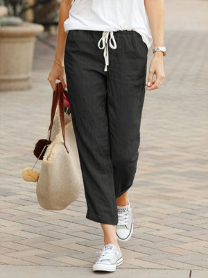 Pantalon Coupe Décontractée Taille Ajustable Confortable et Élégant-Marais Paris-Noir-S-Marais Paris