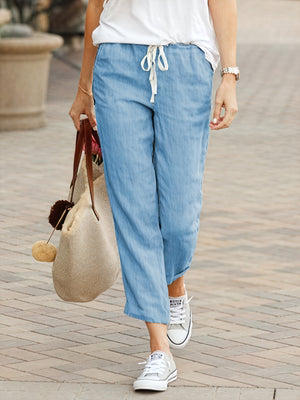 Pantalon Coupe Décontractée Taille Ajustable Confortable et Élégant-Marais Paris-Bleu-S-Marais Paris