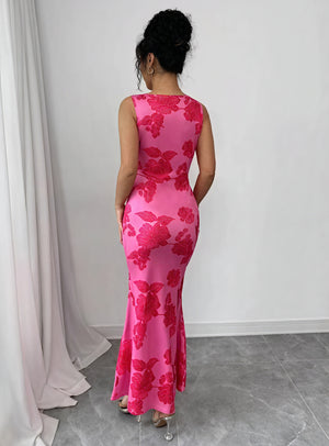 Robe Longue Imprimé Floral Coupe Ajustée Sans Manches-Marais Paris-Marais Paris