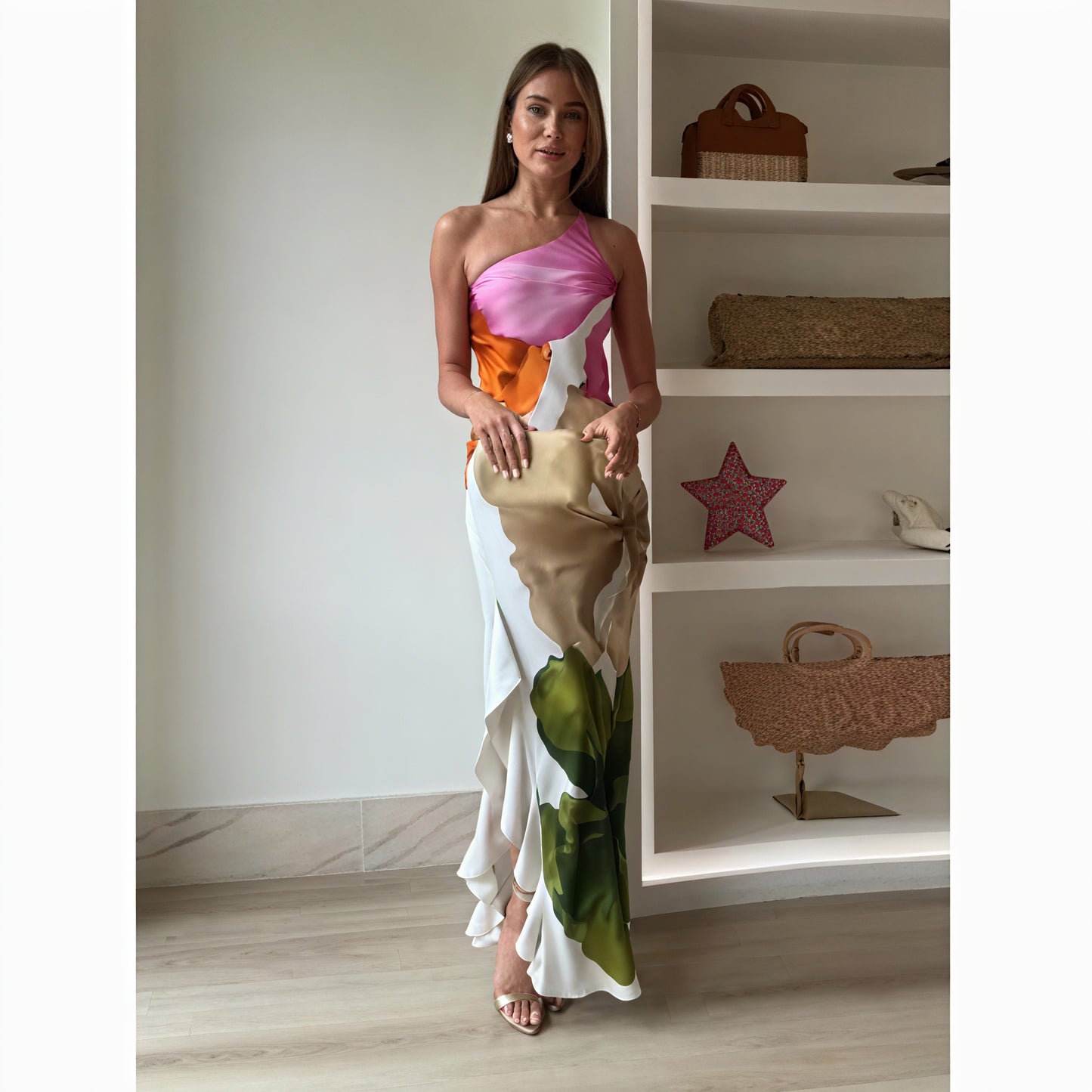 Robe Maxi Femme – Imprimée Asymétrique, Col Halter, Sans Manches-83229-3fabbd06-022b-4225-94d2-9ac7537d0a42