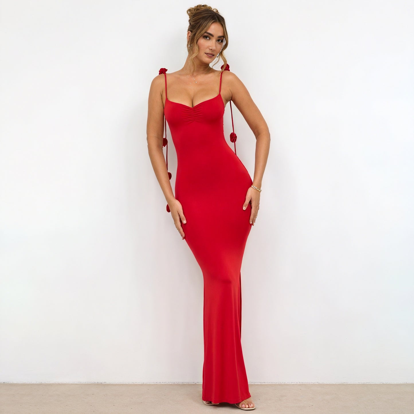 Marais Paris Robe Longue Femme – Sans Manches, Dos Nu, Bretelles à Détails Floraux, Élégante-83277-7c6835cd-48f9-4c8c-b2e8-1027af804309