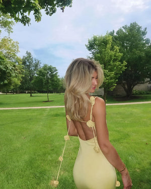 Marais Paris Robe Longue Femme – Sans Manches, Dos Nu, Bretelles à Détails Floraux, Élégante-83277-fe1e4029-5597-4e48-ab50-90558fa7c849