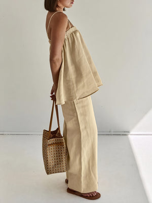 Marais Paris Femme Ensemble Deux Pièces Fluide – Top Fines Bretelles, Pantalon Large Décontracté, S-XL-83288-df9d0fa4-5c83-45b5-9c0a-69e527f5fd64