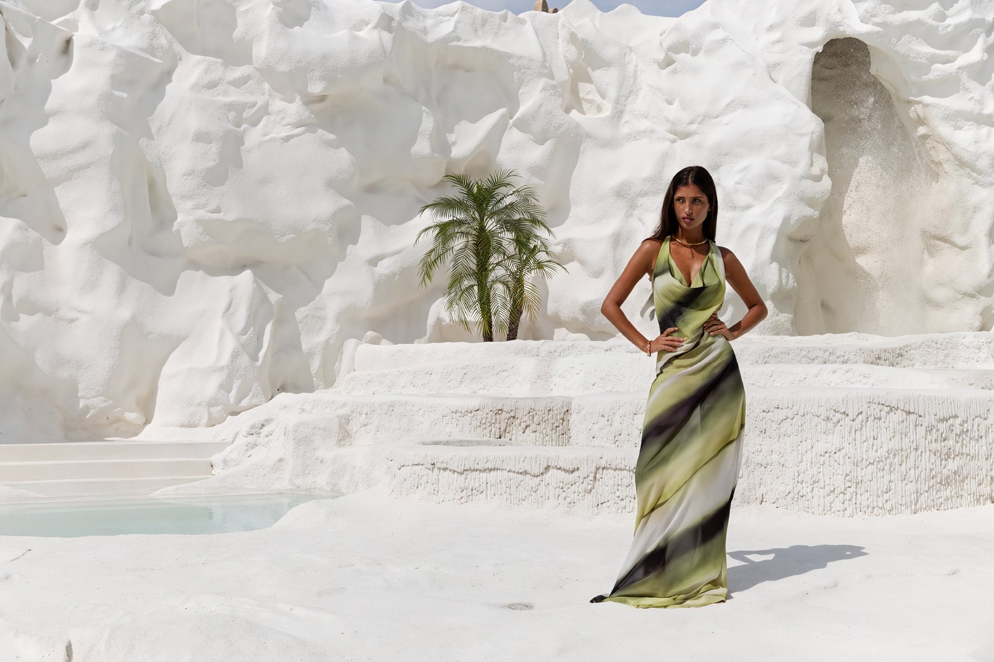 Robe Maxi Femme – Encolure Drapée Tie-Dye Fluide Sans Manches-83479-827d6aac-aee9-4a89-af2b-5b7a6c448d57