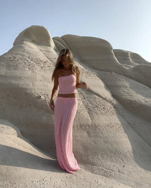 Ensemble Deux Pièces Femme Rayé Rose Blanc – Haut Bustier Jupe Longue-83557-6701d4cd-f6c0-41b0-9071-c307e8a43e88