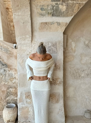 Femme Ensemble Coordonné Épaule Dénudée Manches Longues Tissu Texturé Élégant-83558-0602abff-7e3c-42e7-aae0-89d21cd59040