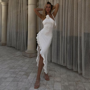 Robe Femme Sans Manches – Ourlet Asymétrique, Embellissement Floral Fluide-83646-a57ba27e-c2a4-4a29-9ae8-ba26af829e96