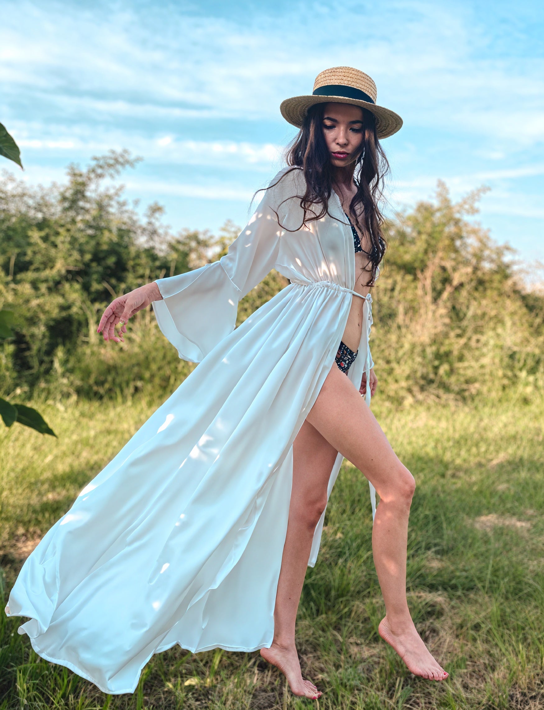 Robe Maxi Femme – Manches Longues, Col V, Taille Nouée, Design Fluide-83779-821f39a8-0685-430b-9c39-ebb97ae52920