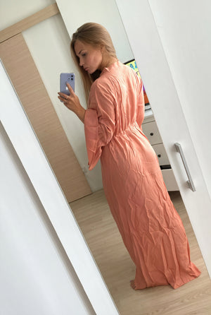 Robe Maxi Femme – Manches Longues, Col V, Taille Nouée, Design Fluide-83779-3a15a49a-89e6-4588-9553-7f12f504f025