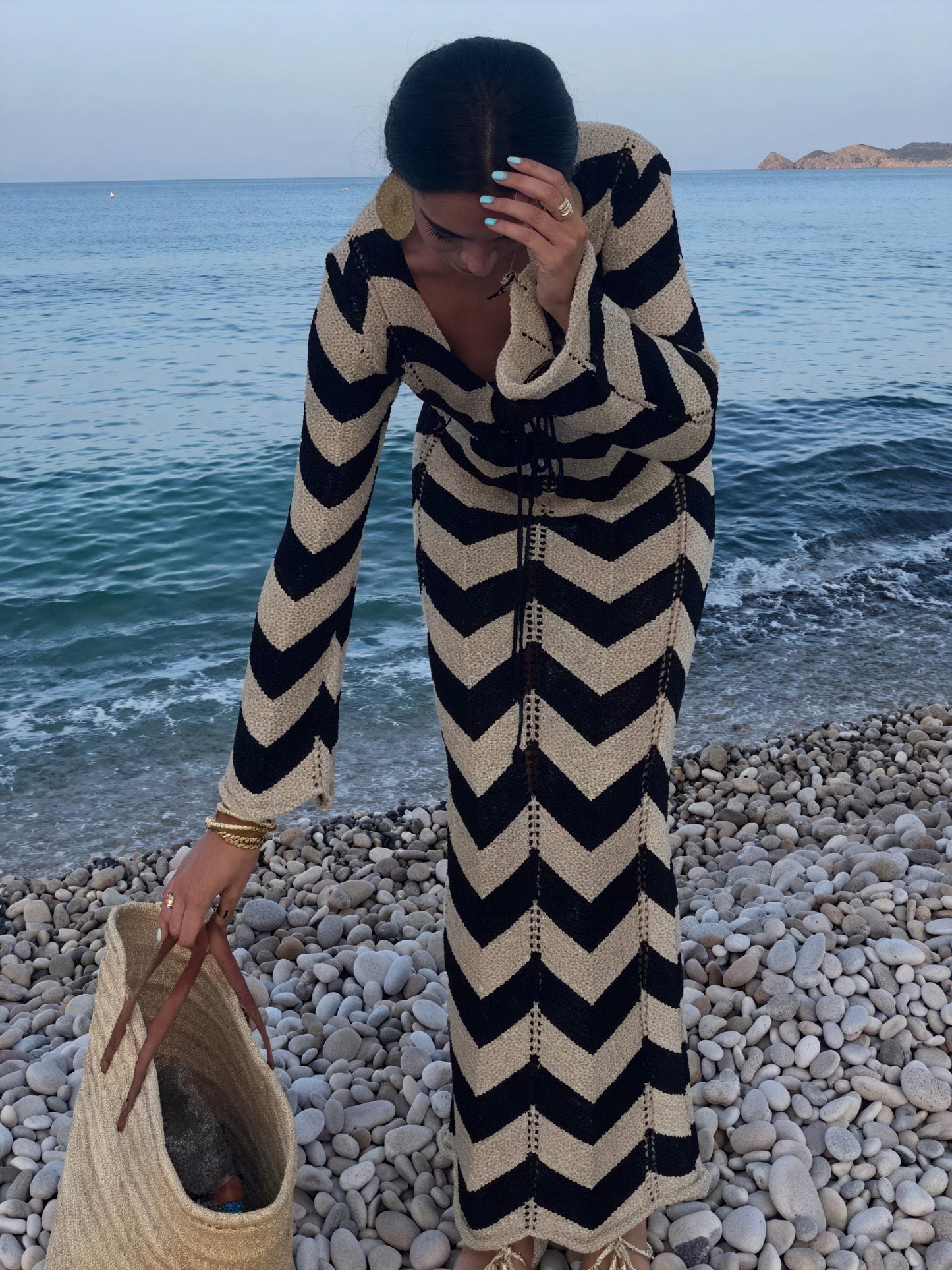 Femme Robe Maille Motif Chevron Manches Longues Moderne-83785-baf5a0cd-832a-465e-837d-3179e60ac924