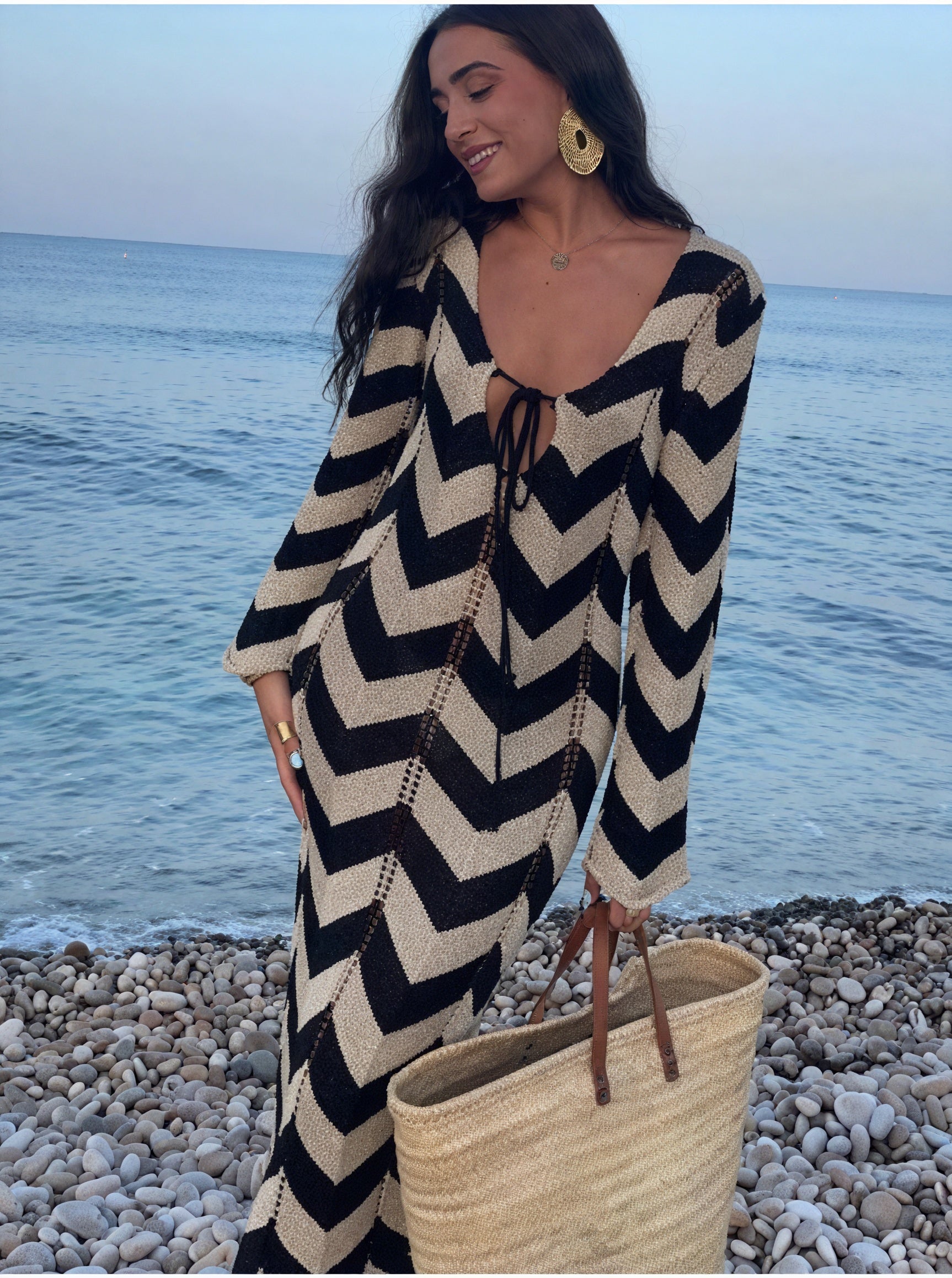 Femme Robe Maille Motif Chevron Manches Longues Moderne-83785-8222111a-68bc-4c1d-8d37-22609a994afb