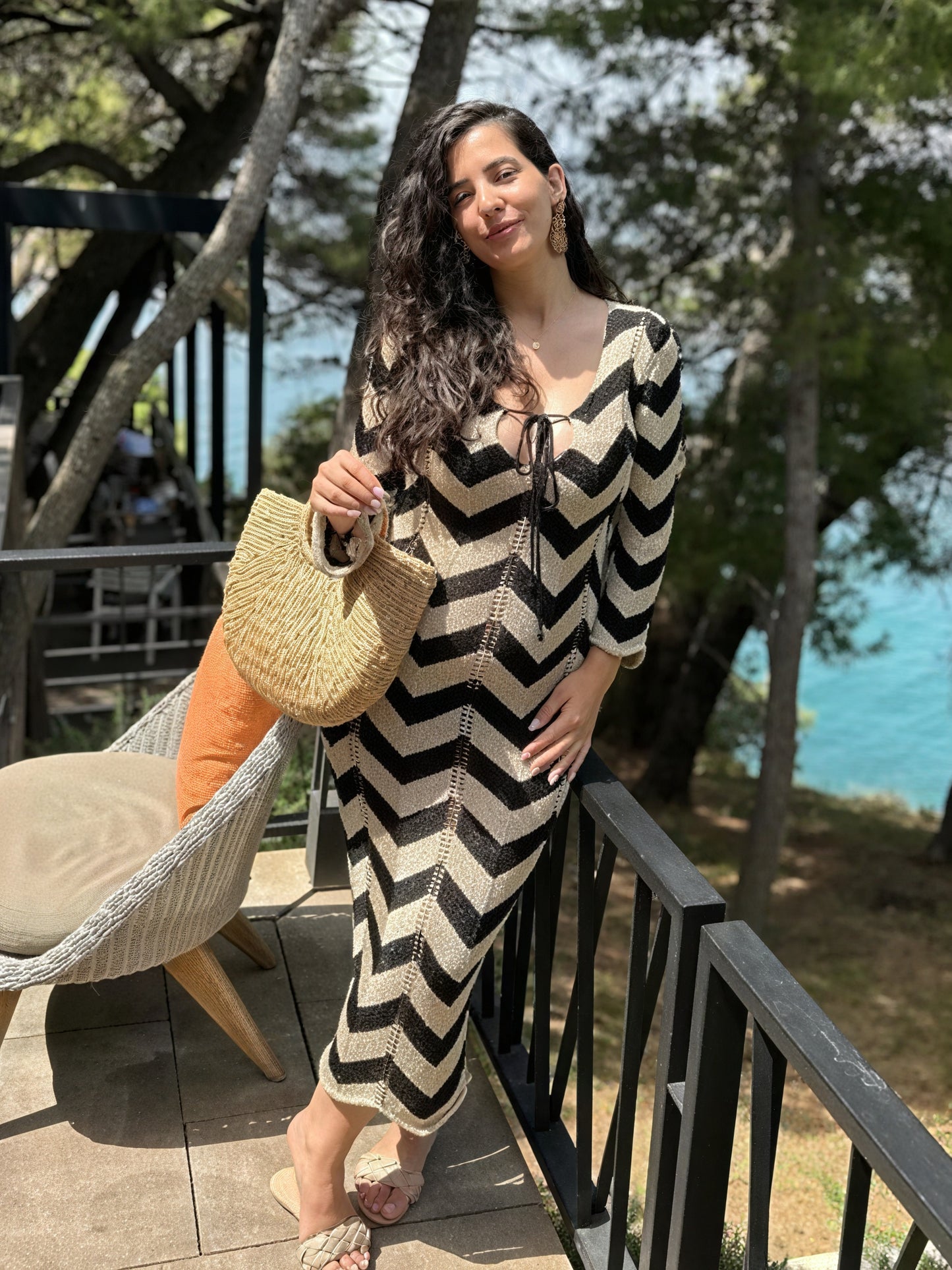Femme Robe Maille Motif Chevron Manches Longues Moderne-83785-f95661c3-49ba-4ad1-b921-56b42e985fc4