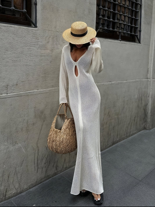 Robe Maxi Femme Maille Transparente Manches Longues Découpes-83803-7e5af83c-eb55-4564-92eb-d8b565d9032b