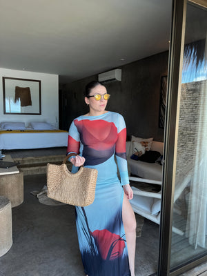 Robe Longue Femme – Imprimé Floral Coloré, Manches Fluides-83850-26f5da52-ca07-42e7-b9c1-3cf16d71b280