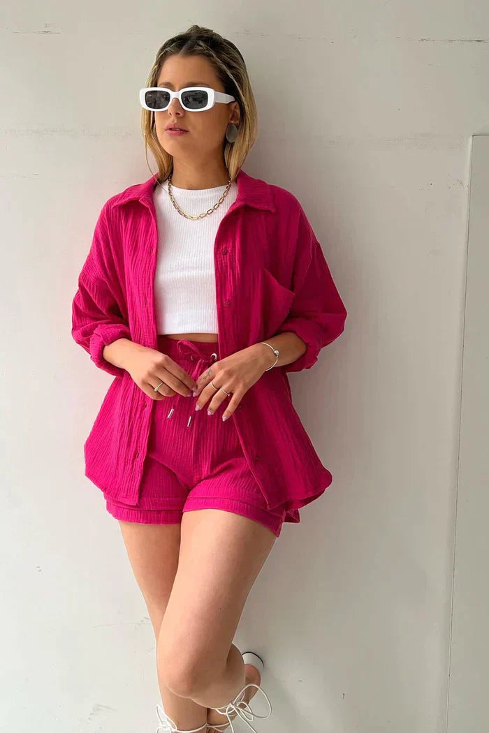Ensemble Coordonné Détente - Chemise, Débardeur & Short Confortable-Shorts Sets-Marais Paris-Marais Paris