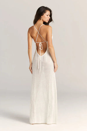 Marais Paris Robe Maxi Femme Maille Ajourée, Bretelles Fines, Découpes Florales-83282-85832d85-c0a0-459f-acbe-70566616ec45