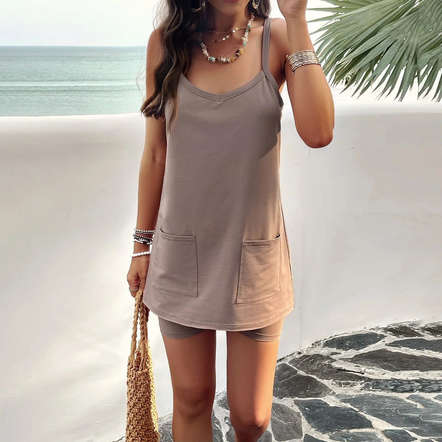 Ensemble Deux Pièces Femme - Camisole & Short - Confortable et Tendance-Shorts-Marais Paris-Café-S-Marais Paris