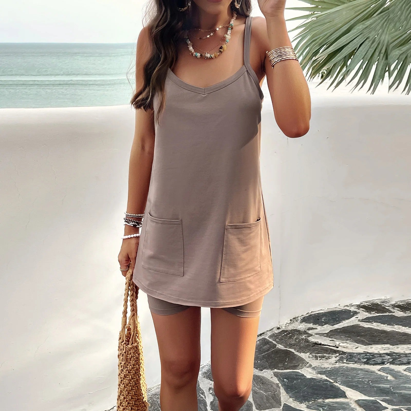 Ensemble Deux Pièces Femme - Camisole & Short - Confortable et Tendance-Shorts-Marais Paris-Café-S-Marais Paris