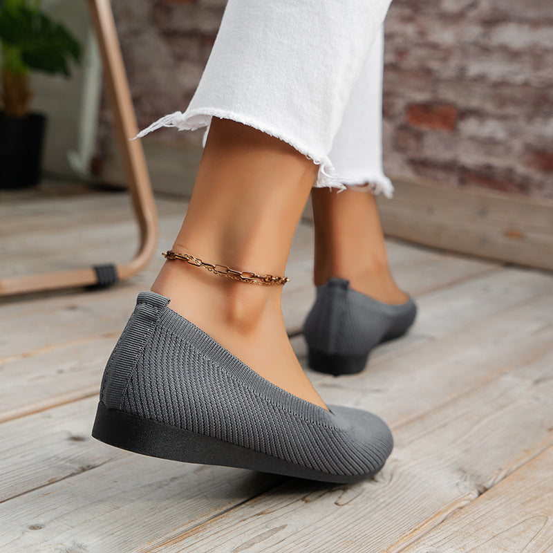 Ballerines Plates En Tricot Pour Femme - Confortables, Antidérapantes, Légères, Pour Bureau Et Quotidien - 8