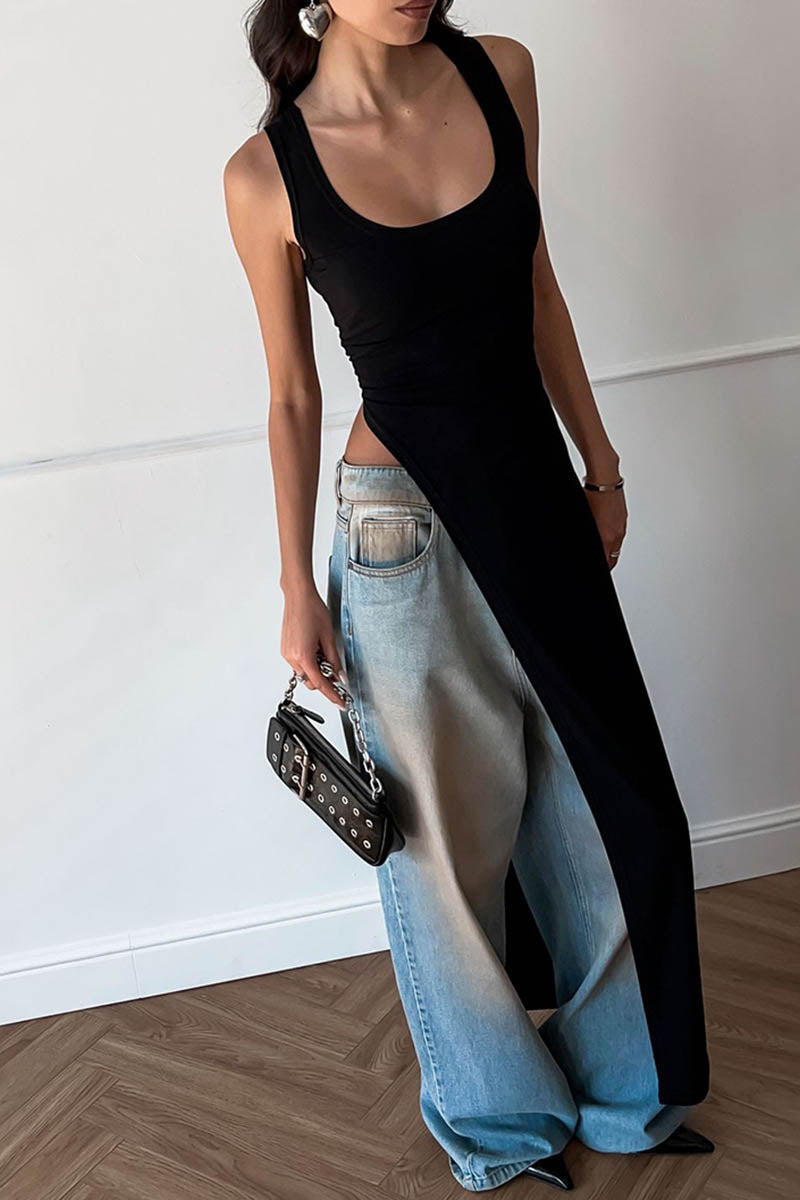 Top/Robe Asymétrique - Coupe Moderne, Fente Haute, Silhouette Ajustée-Tops-Marais Paris-Marais Paris