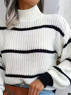 Pull Femme Col Roulé Rayé – Blanc et Noir, Maille Confortable, Marais Paris-74366-93e1f7b0-c175-4f81-b005-802e8a3c9d76