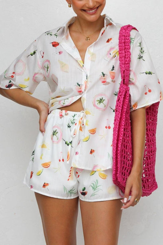 Ensemble Pyjama Femme - Chemise Boutonnée & Short Cordon - Confortable-Sets-Marais Paris-Multicolore-S-Marais Paris
