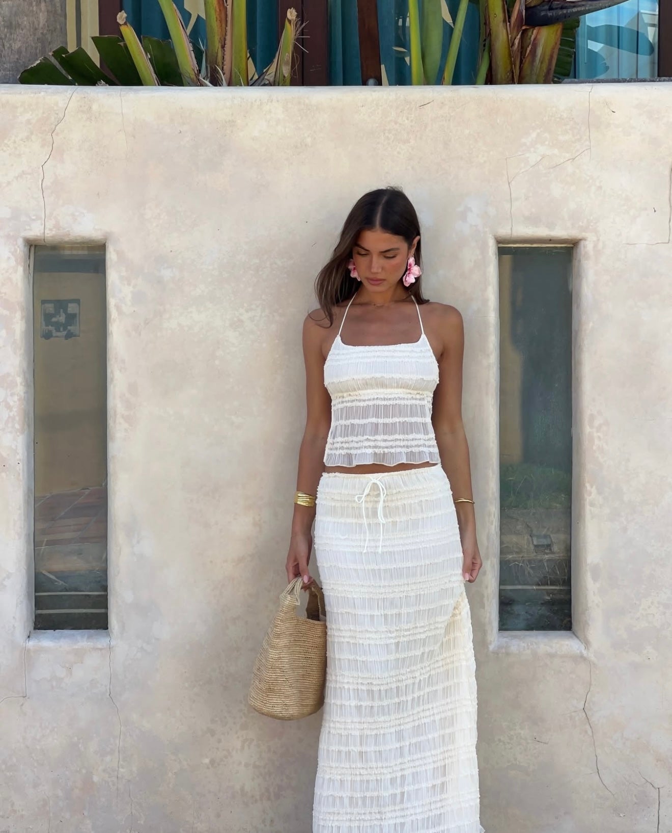 Ensemble Deux Pièces Femme – Haut Licou Texturé & Jupe Midi, Taille Cordon, Plusieurs Couleurs-83709-9c1670c4-0d8c-4203-ae15-60df4aa98122