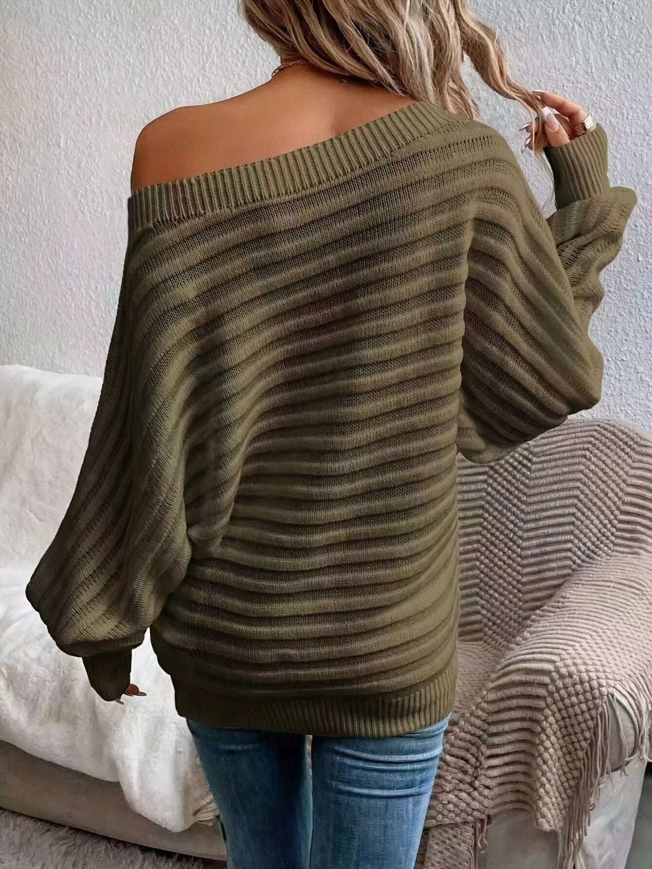 Robe Femme Maille Côtelée Épaules Dénudées Manches Longues-74368-9c9d8691-8936-497f-9ee6-fc5d88a5c83c