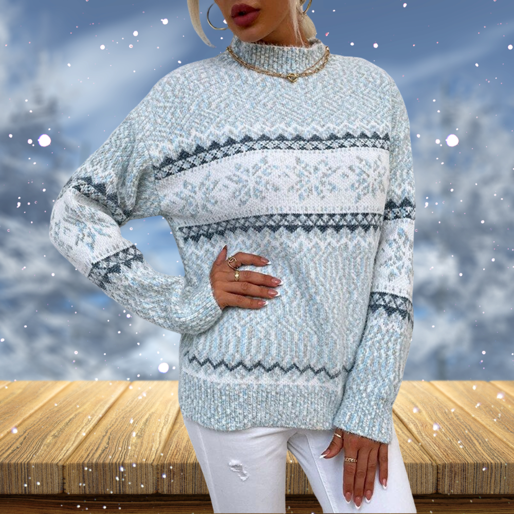 Pull Femme Col Rond Tricoté Motif Fair Isle, Manches Longues, Chaud-53432-31f91806-e992-420a-a606-6021d8d9d783