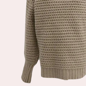 Femme Pull Col Roulé Maille Chunky Manches Oversize Crème Coton Acrylique-54883-58562563899722