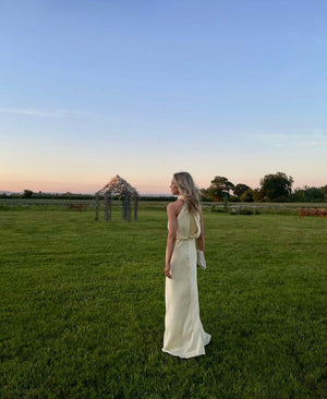 Marais Paris Robe Longue Satinée Femme – Col Halter Élégant, Coupe Fluide, S-XL-83281-a17ef8dd-c3f7-42de-8348-bffd3475a353