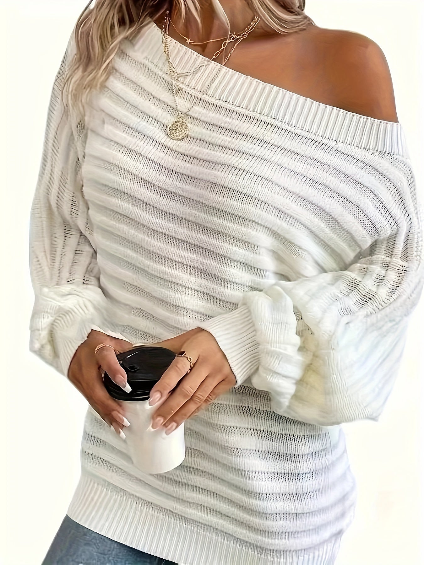 Robe Femme Maille Côtelée Épaules Dénudées Manches Longues-74368-a3f6ee0d-02a2-4fbf-833e-6cc998dac49d