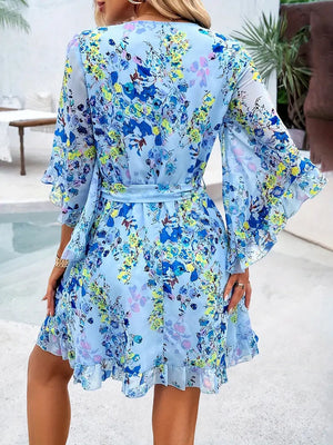 Robe Portefeuille Florale Bohème - Manches Cloche, Ceinture-Dresses-Marais Paris-Marais Paris